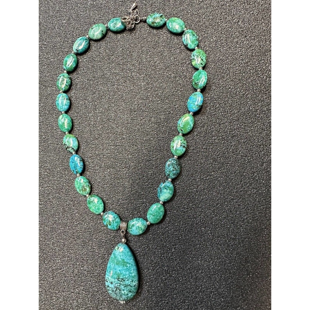 Vintage Stauer Sea Teal Chrysocolla Stone Necklace